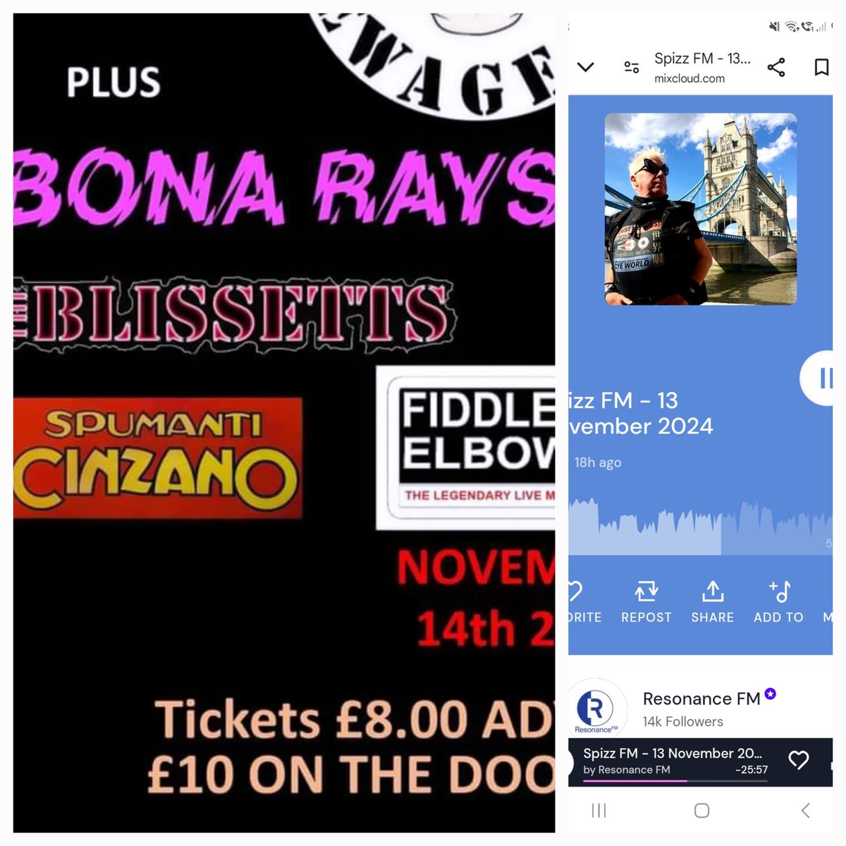 BoutiqueRecord's tweet image. Many thanX to #spizzenergi for plugging tonites #bonarays gig on #spizzfm #resonance104fm 🙏🏻 ❤️
£8 adv / a tenner on the door, you know the score 
#gigs #grassrootsmusic #postpunk #postpunkmusic #postpunkband #london #londonlife #giglife