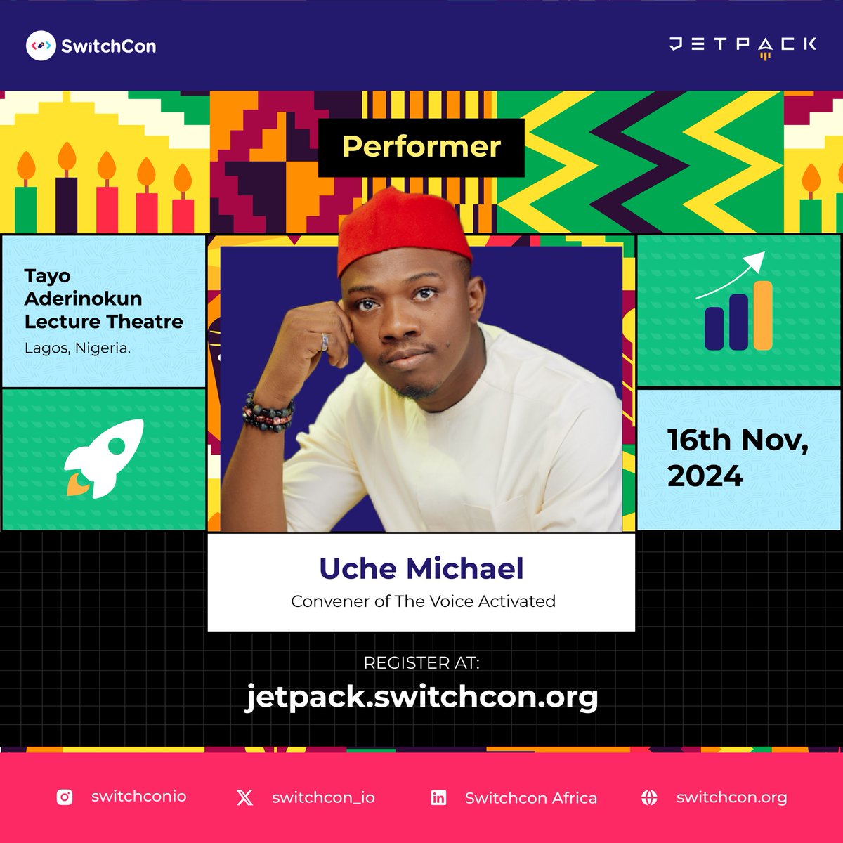 switchcon_io's tweet photo. Meet Uche Michael, a powerful spoken word artist &amp; lead of the VOICE ACTIVATED Poetry Concert! Join us this Saturday, Nov 16, 2024, as he inspires with themes of identity, justice &amp; growth.
Register now at https://t.co/nffHIty6uG #jetpack #switchcon https://t.co/q4VF2oSI9S
