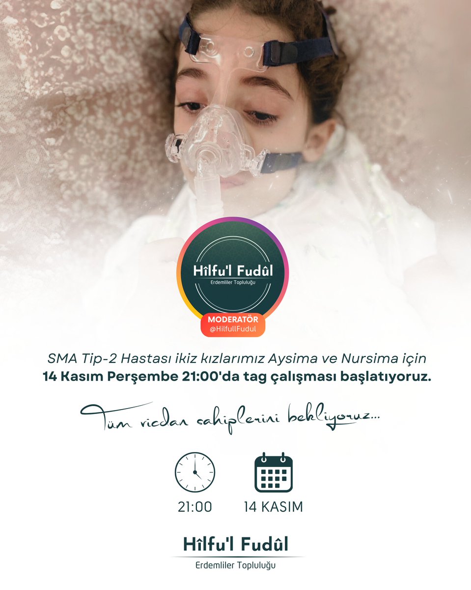 HilfullFudul's tweet photo. SMA Tip-2 Hastası ikiz kızlarımız Aysima ve Nursima için Bu akşam 21:00'da tag çalışması başlatıyoruz.

Tüm vicdan sahiplerini bekliyoruz...

@ikizlereumutol https://t.co/BZMLsFq2nR