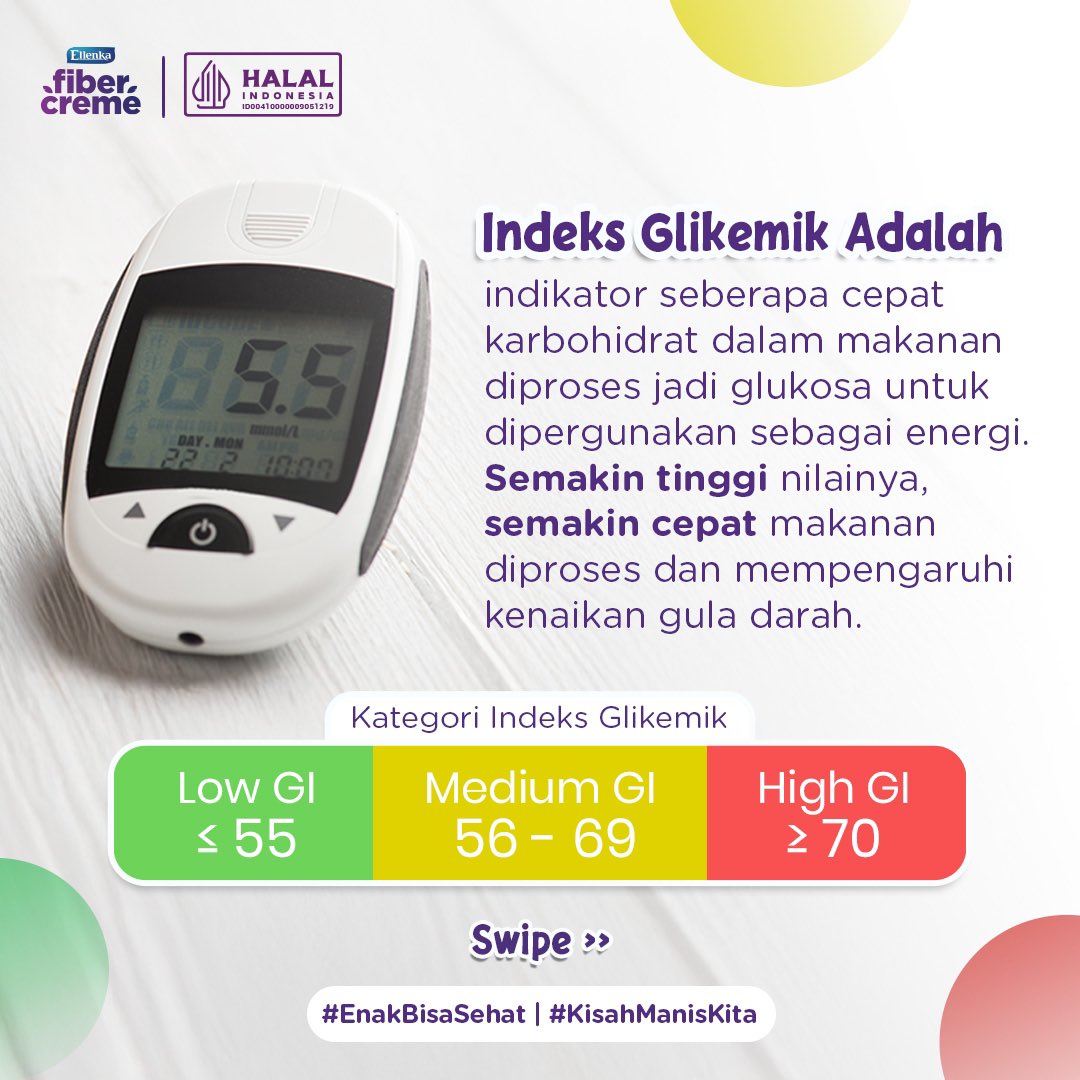 FiberCreme_id's tweet photo. Semakin rendah nilainya, semakin lama karbohidrat diproses tubuh dan semakin rendah pengaruhnya terhadap lonjakan gula darah. Bonus efeknya, kamu bisa kenyang dan merasa berenergi lebih lama 😉 https://t.co/HkkWnNdGeZ