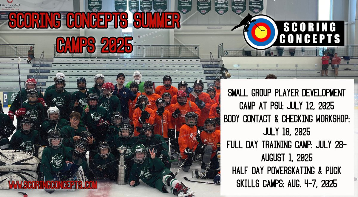 AndrewTrimble7's tweet photo. Pleased to announce the 2025 Summer Camp Lineup at Plymouth State University!
5 unique camps and curriculums at one of the best facilities in New Hampshire.
Sign up today !
https://t.co/HnPyysa8OW
#summercamp #hockeycamp #scoringconcepts https://t.co/llvaR5fla6