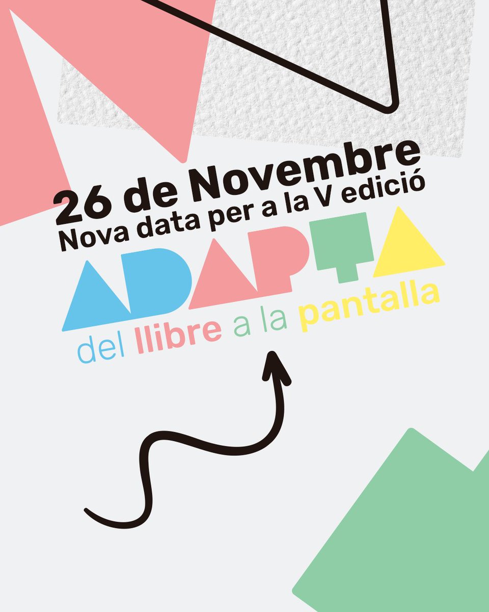 AdaptaMarket's tweet photo. 26 de Novembre, Nova data per a la V edició de ADAPTA!🤩🥳
Per fi tenim data definitiva per a este esdeveniment que tant esperem. Estem desitjant veure-us!
#Cultura #Llibre #Libro #Literatura #Cine #Cinema #Adapta #AdaptaMarket #CAV #peliculas #AdaptaVlc24 https://t.co/ek7uE71Bwm