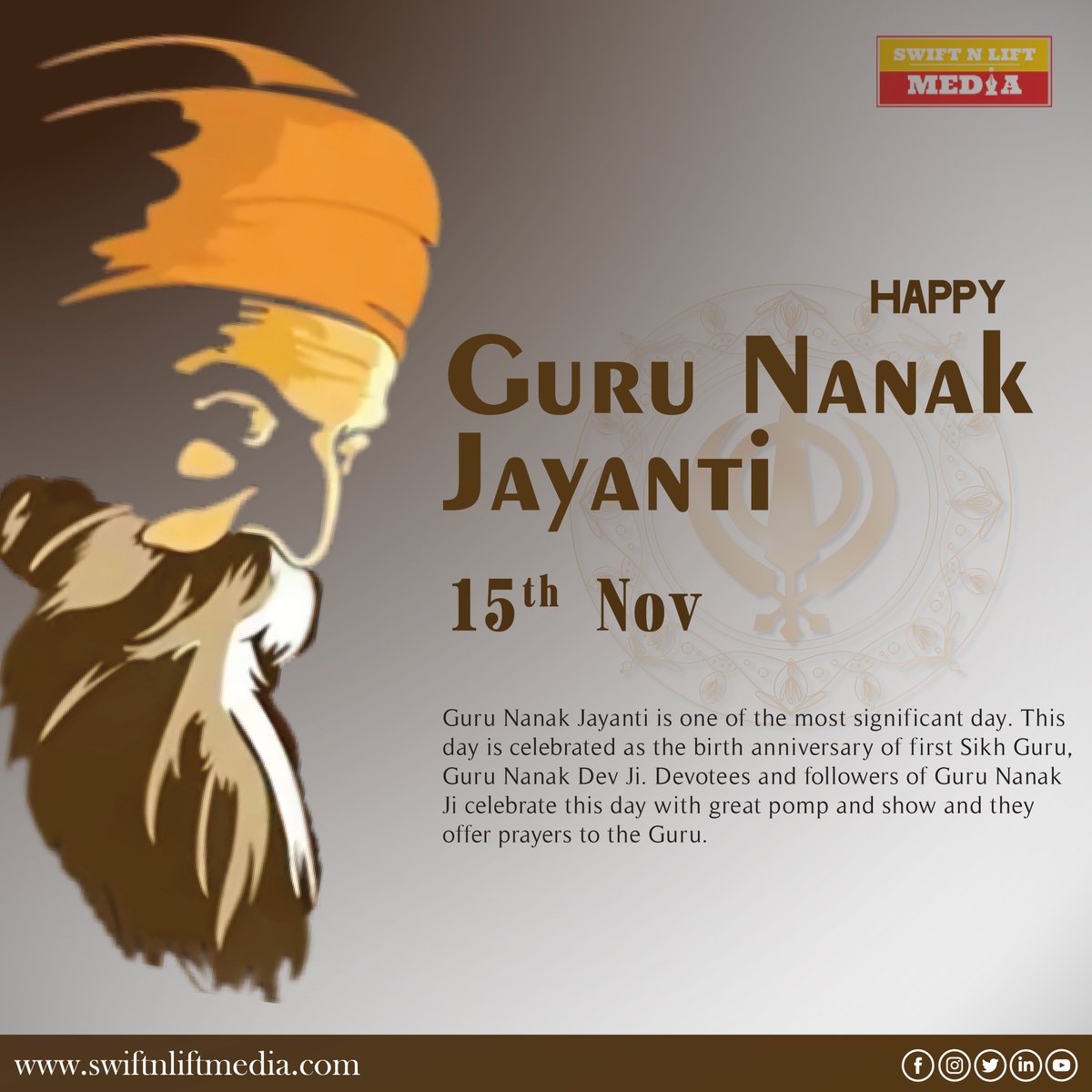 SwiftnliftMedia's tweet image. ✨ Celebrating Guru Nanak Jayanti! Honoring Guru Nanak Dev Ji's teachings of love, peace, and equality. May his wisdom guide us all. Happy Guru Nanak Jayanti! 🙏
Visit us at: swiftnliftmedia.com

#gurunanak #gurunanakjayanti #peacefulpath #guruparv #swiftnlift