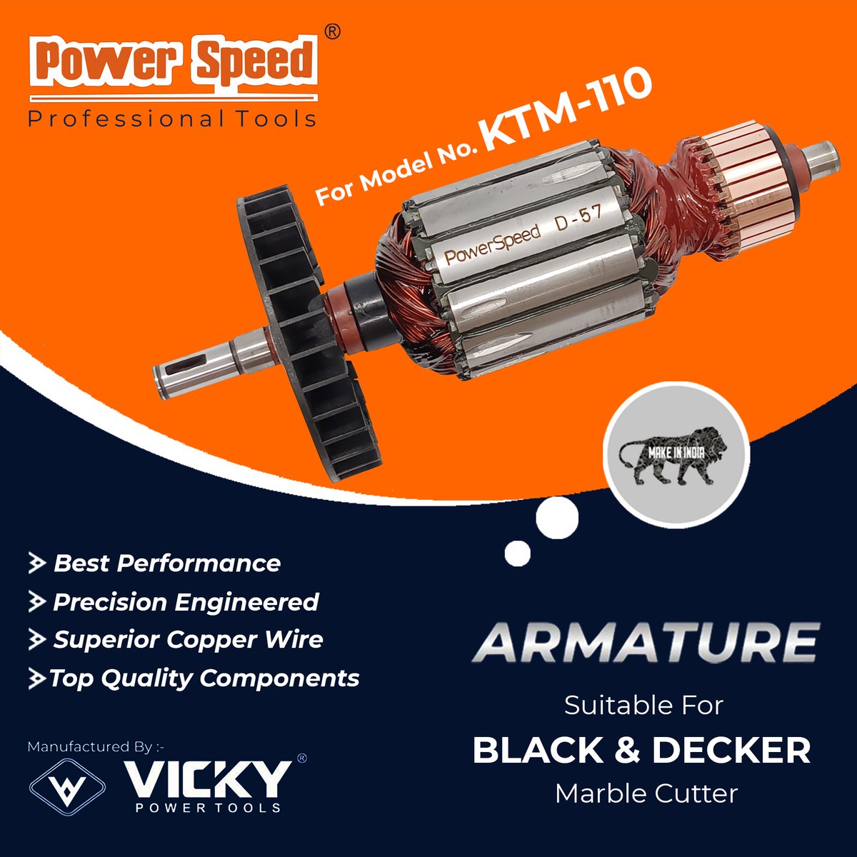 powerspeedtools's tweet image. PowerSpeed Armature for BLACK &amp;amp; DECKER, KTM-110 Marble Cutter

Manufactured by Vicky Power Tools
Made In India 🇮🇳

#blackdecker #blackdeckertools #marblecutter #marblecuttermachine #powertools #constructiontools #powertools #powerspeedtools #powerspeedarmature #armature