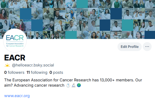 We know a lot of the #CancerResearch community are dipping their toes in the waters of <a href="/bluesky/">bluesky</a> and hoping to build a network on the platform moving forward 🦋 find us by searching helloeacr!

bsky.app/profile/helloe…
