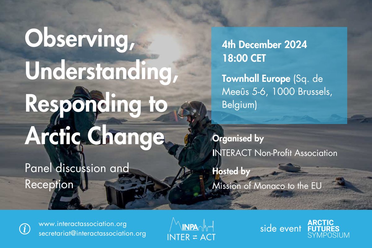 📢 Event Announcement: "Observing, Understanding and Responding to Arctic Change"
📅 4th December 2024, 18:00 CET
📍 Townhall Europe (Sq. de Meeûs 5-6, 1000 Brussels, Belgium)
In-person event, registration required. Register here: forms.gle/vddvxa46GqQW9W…