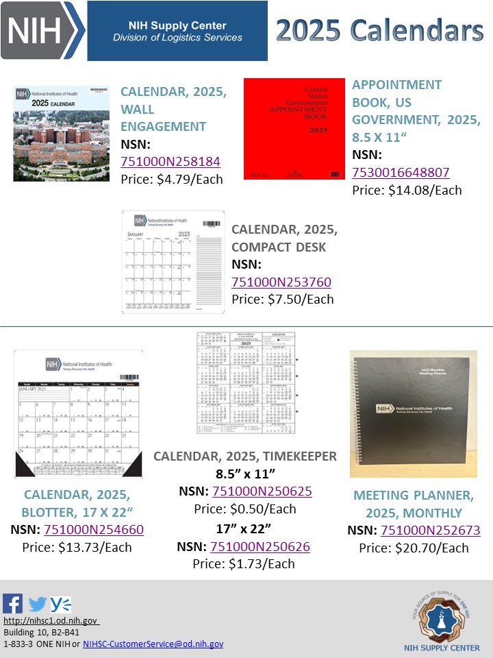 NIHSupplyCenter's tweet photo. 2025 Calendars are Available Now! https://t.co/g0XuOpxpWs