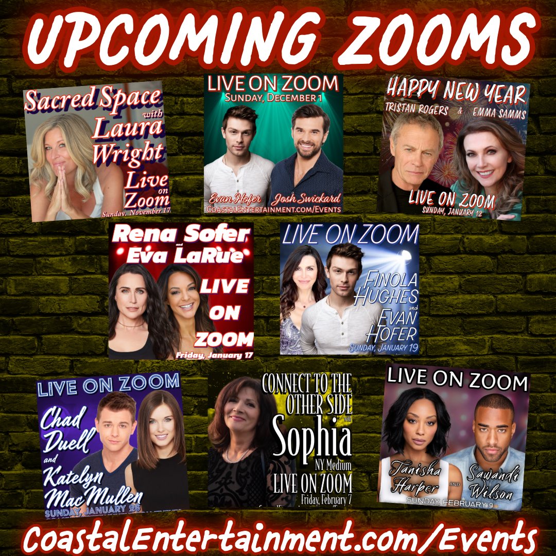 Upcoming #zoom events- don’t miss <a href="/lldubs/">Laura Wright</a> this #Sunday!!!! 💕💕💕💕
CoastalEntertainment.com/Events