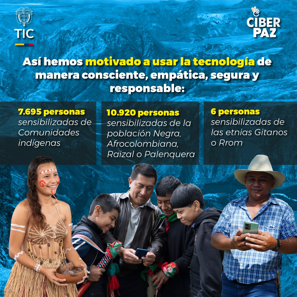 CanalTreceCO's tweet photo. 🌍🇨🇴✨ Con #CiberPaz celebramos la #DiversidadÉtnicayCultural, te contamos como ha llevado el mensaje de la #PazDigital a los territorios de Colombia para promover una cultura digital basada en la inclusión y la diversidad en comunidades indígenas, poblaciones negras, afrocolombianas, raizales y palenqueras.
#DiversidadCultural