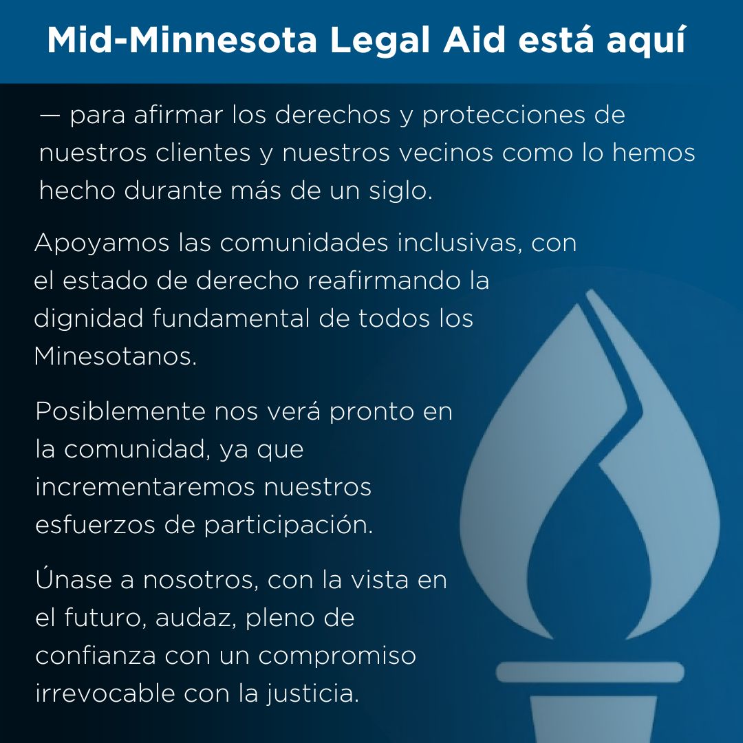 legal_aid_MN's tweet photo. Mid-Minnesota Legal Aid está aquí!
#LegalAid #MNDisabilityLawCenter #ImmigrationLawProject https://t.co/VvOFlqQyUW