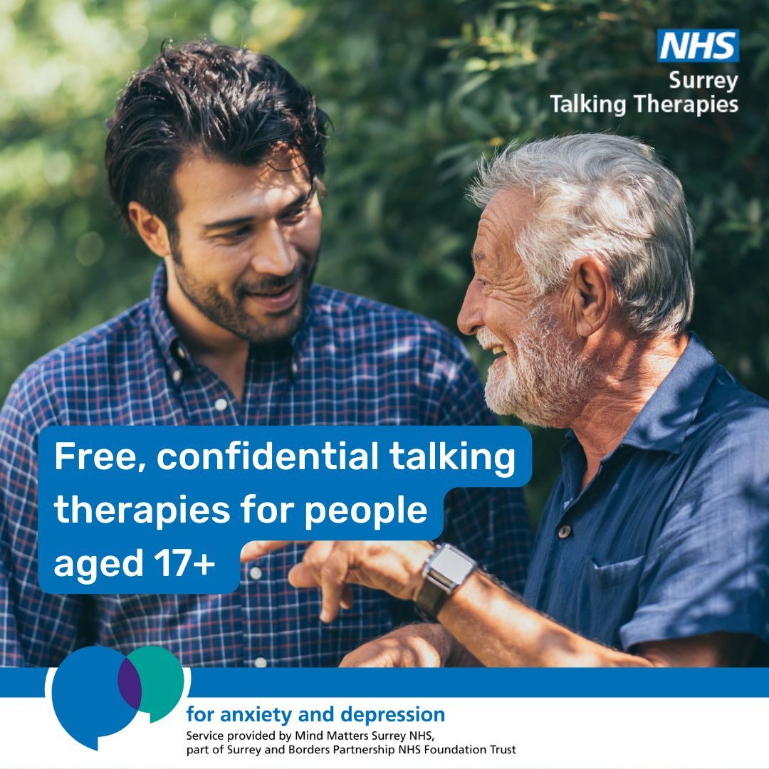 1 in 4 people experience mental health issues in their lifetime. Mind Matters, NHS Talking Therapy provider, offer free and confidential talking therapies to people aged 17+ registered with a Surrey GP. Find out more: bit.ly/3tBgUKa