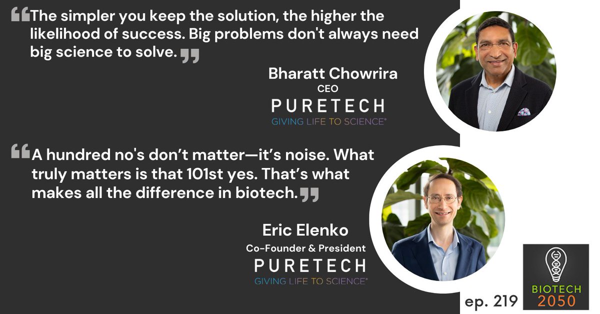 Biotech2050 Podcast (@biotech2050pod) on Twitter photo Dive into the latest #Biotech2050 episode! Host <a href="/rahulc/">Rahul Chaturvedi</a> joins Bharatt Chowrira, CEO & <a href="/EricElenko/">Eric Elenko</a>, Co-Founder & President of <a href="/PureTechH/">PureTech</a> as they share lessons on innovative R&D, tackling challenges, & Karuna Therapeutics' journey. Listen: on.soundcloud.com/qM5bpRmzwU8auR… #Biotech #Podcast Dive into the latest #Biotech2050 episode! Host <a href="/rahulc/">Rahul Chaturvedi</a> joins Bharatt Chowrira, CEO & <a href="/EricElenko/">Eric Elenko</a>, Co-Founder & President of <a href="/PureTechH/">PureTech</a> as they share lessons on innovative R&D, tackling challenges, & Karuna Therapeutics' journey. Listen: on.soundcloud.com/qM5bpRmzwU8auR… #Biotech #Podcast