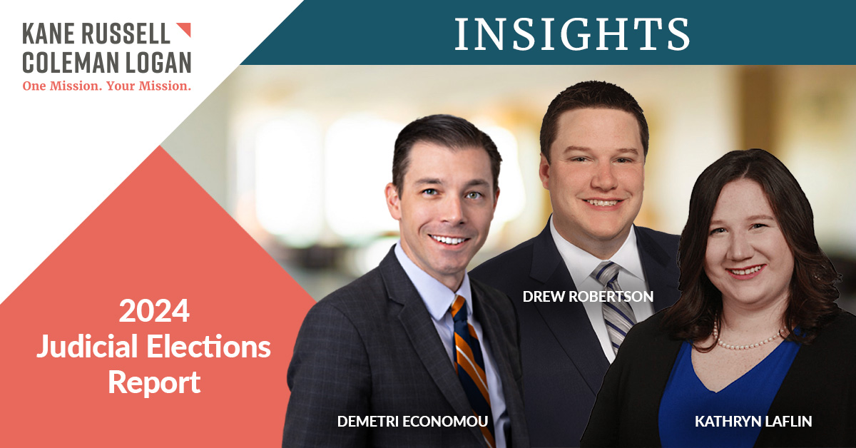 KRCLfirm's tweet photo. KRCL presents its Judicial Elections Report, analyzing the judicial turnover in last week’s elections and identifying future trends. Kudos to contributors Demetri Economou, Drew Robertson &amp; Kathryn Laflin! https://t.co/tXivUERVlT One Mission. Your Mission. #WeAreKRCL https://t.co/lXtVBTDfm1