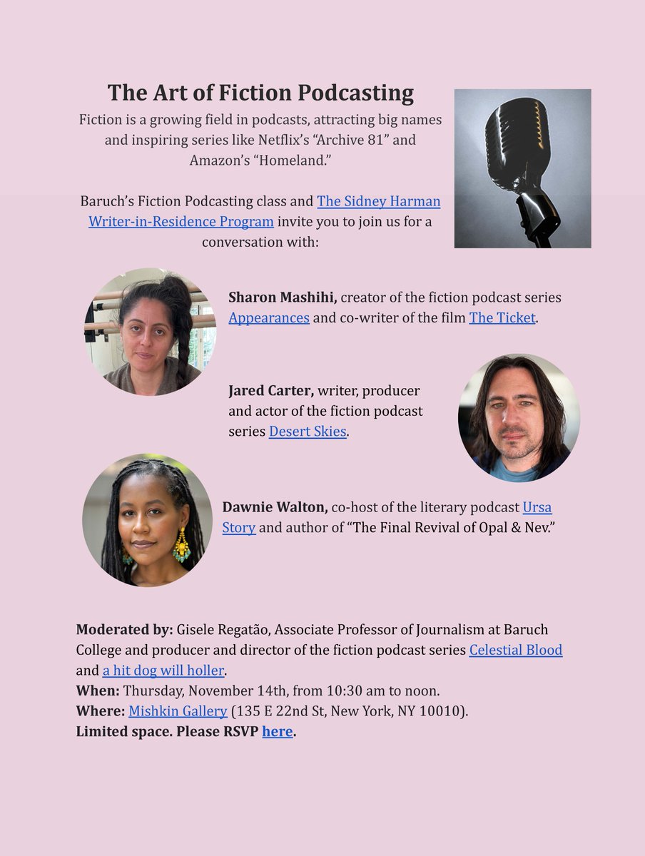 If you're in NYC, would love to see you at Baruch this morning. Starts at 1030. I'll be performing a scene and doing some Q&amp;A. This event's free. You can RSVP here: docs.google.com/forms/d/1Zzjvp…