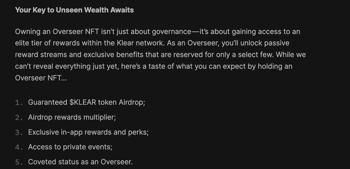 alexsvet999's tweet image. Check out a more detailed description of the utility of Overseer NFTs from @krayon_digital 

Very useful and rare NFT. Guaranteed airdrop and much more

Mirror article👇
mirror.xyz/azoras.eth/v_a…

#TheFutureIsKlear x.com/krayon_digital…