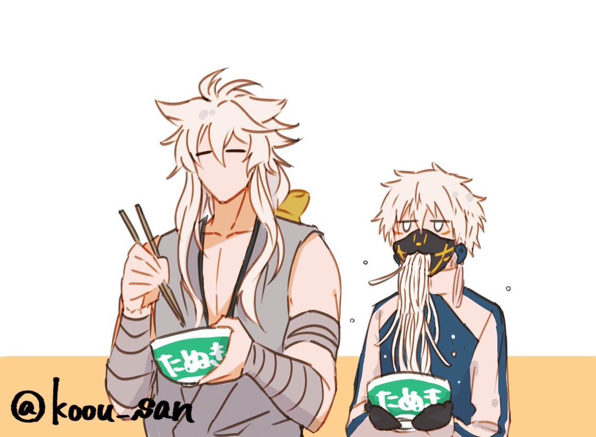 小狐丸 「緑の…た、……ご飯食べて一旦落ち着こ。 」|こうのイラスト