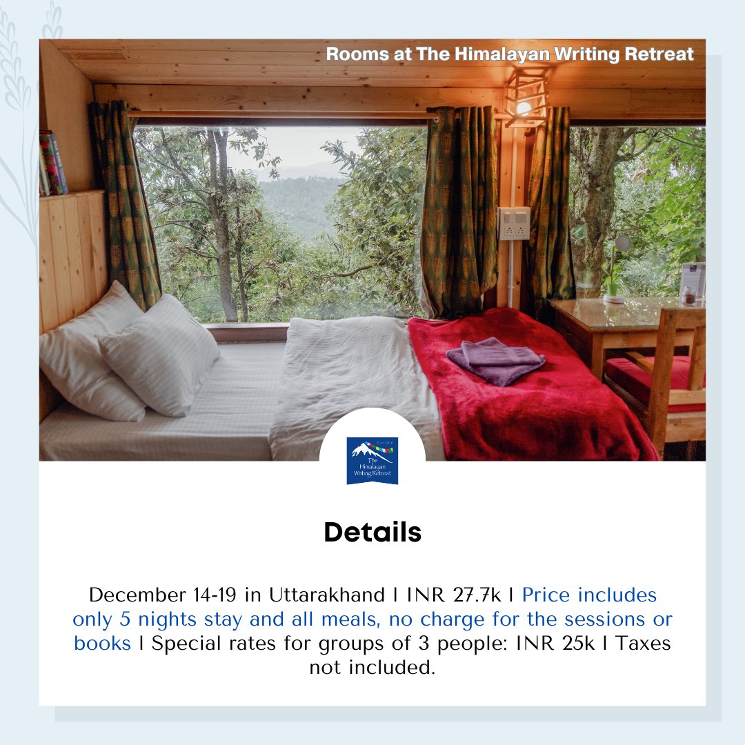 ⭐ Price includes only 5 nights stay and all meals, no charge for the sessions or books ⭐