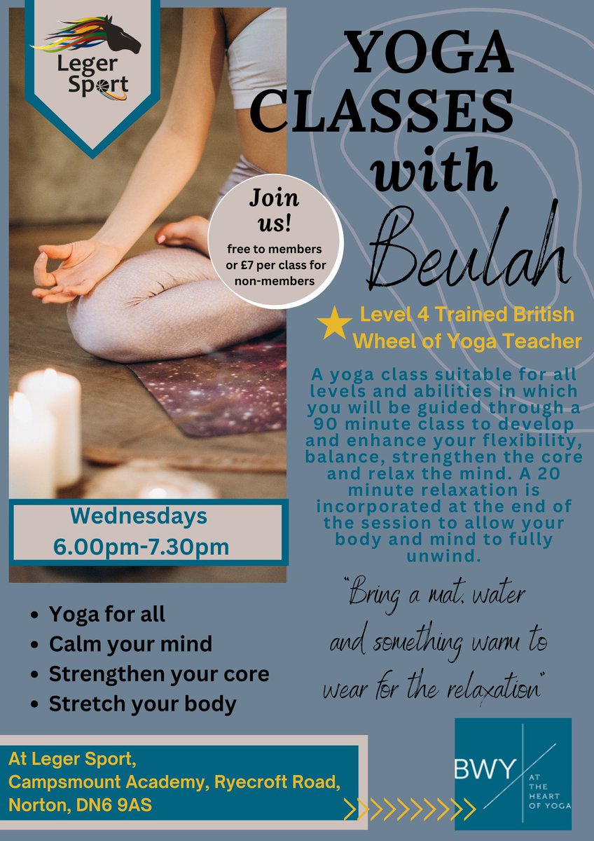 Don't forget our Yoga Class with Beulah! Join us for an evening of health and relaxation on Wednesdays at 6pm. We look forward to seeing you!  💫🧘‍♀️✨