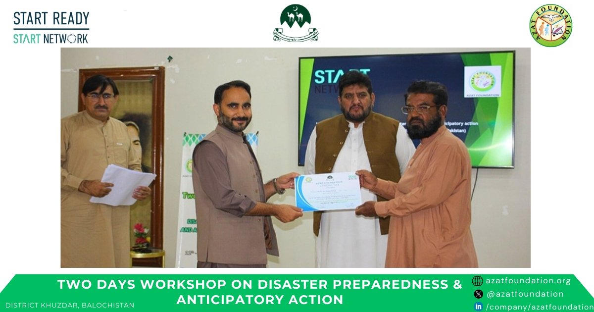 azatfoundation's tweet photo. On Nov 12-13, Azat Foundation, @StartNetwork, District Management &amp; DDMA held a workshop on disaster preparedness &amp; anticaptory action in Khuzdar Balochistan.
30+ participants govt officials, UN &amp; NGO reps &amp; community leaders joined forces for a safer resilient future
#StartReady https://t.co/RD53onYAsv