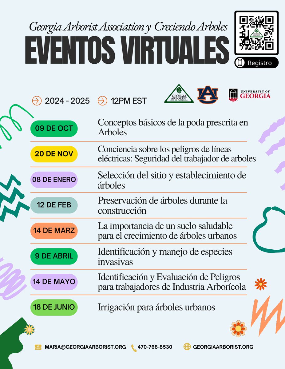 La serie mensual de seminarios web Creciendo Arboles es un taller virtual en el que los trabajadores de cuidado de árboles de hispanohablantes pueden aprender sobre diversos temas relacionados con la arboricultura. georgiaarborist.org/events/webinar… #GAA #español #Spanish