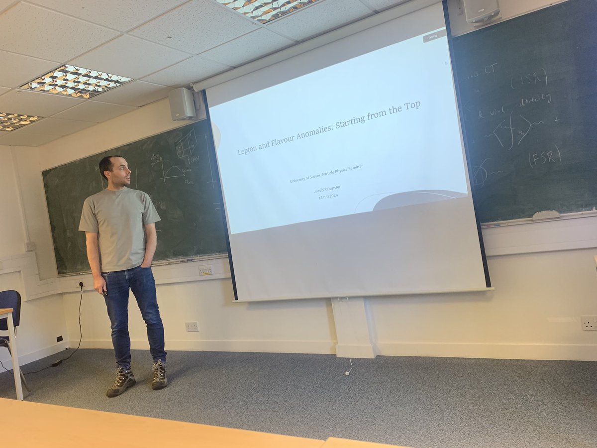 Today’s <a href="/PhysicsAtSussex/">Physics at Sussex</a> EPP seminar is by Sussex’s own Dr Jacob Kempster talking about the exploration of lepton and flavour anomalies using top quarks at ATLAS.