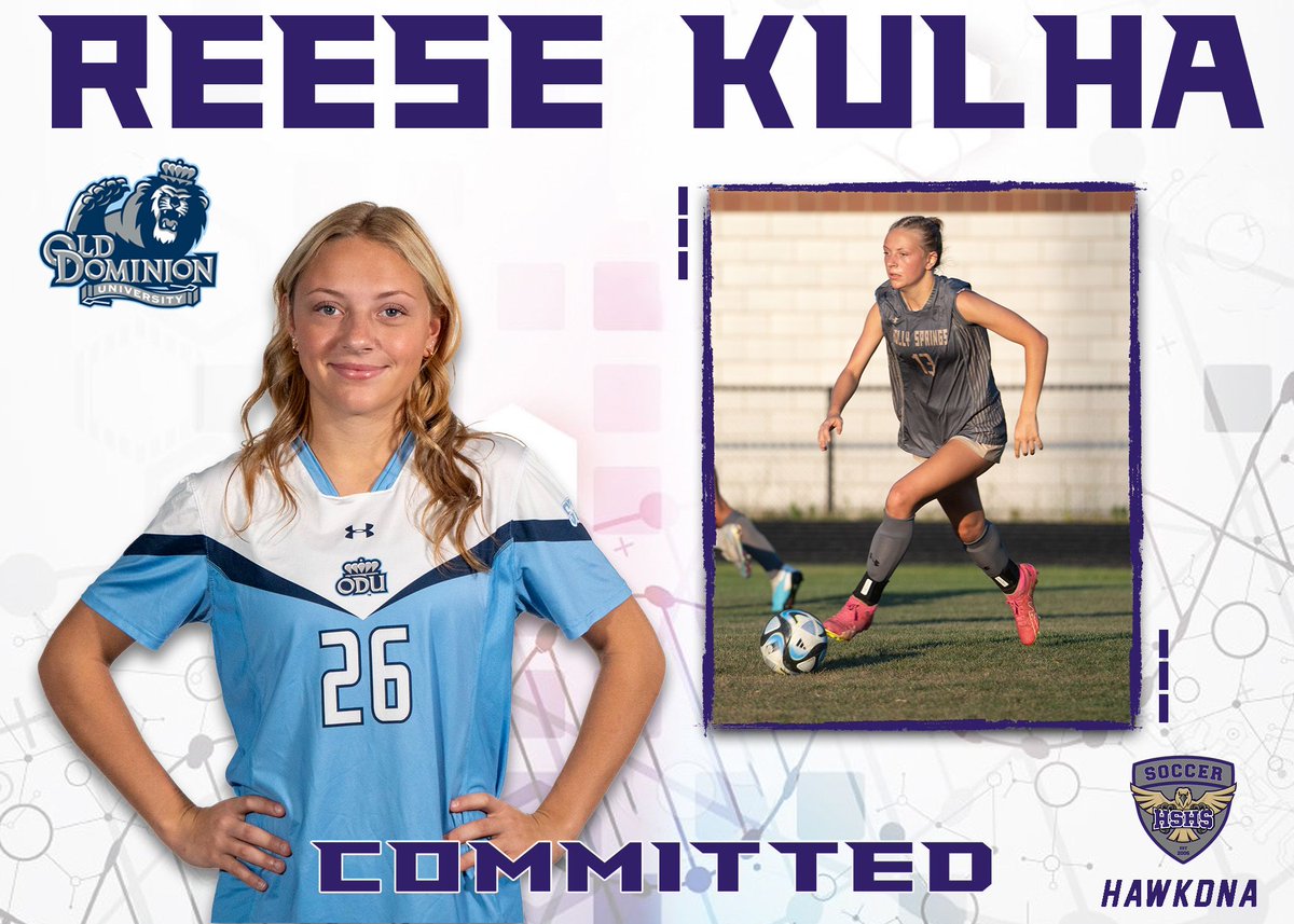 Congrats to Junior @Reese_Kulha9 for her verbal commitment to Old Dominion. Two Kulha's, one college program.  #ReignOn #HawkDNA #WingsUP