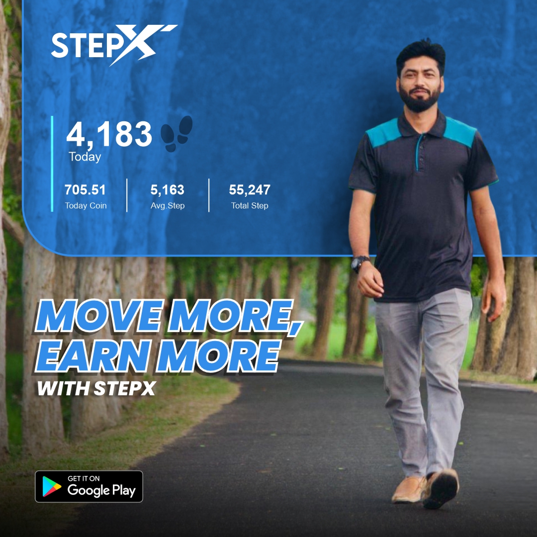 Stepxhealth's tweet image. Stepx is more than just a fitness journey it’s a rewarding experience! Get moving and turn every step into an opportunity to earn.

Achieve your fitness and financial goals, one step at a time!

#stepx #MoveMoreEarnMore #StepsToSuccess
#GetFitGetRewarded #ActiveLifestyleRewards