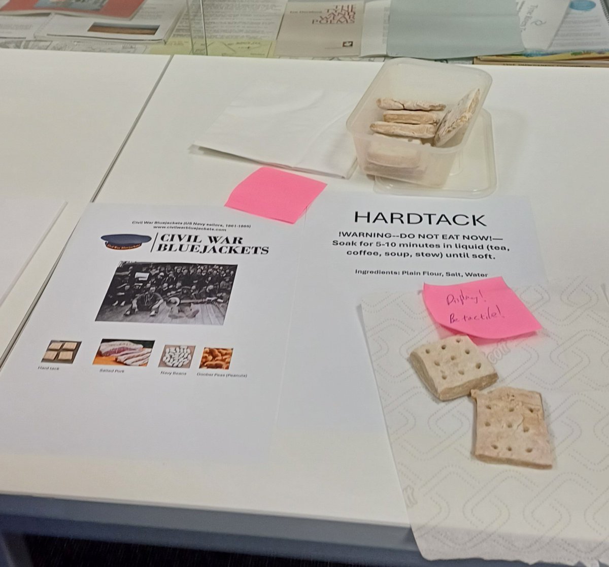 dgleesonhistory's tweet photo. Hard tack, the stalwart food of @CWBluejackets and soldiers, which I made for our @NUAmStudies @NorthEnglishes @NorthumbriaHist 'Village Fete' bake/build/draw your research theme. My stern preparation warning meant no chipped teeth (that I know of!). https://t.co/GJiOEZeTWU