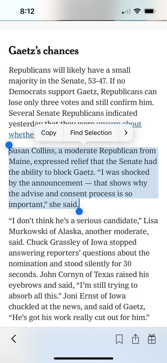 JohnOsborne's tweet photo. @SenatorCollins “shocked” again… https://t.co/TmoDX1MpfV