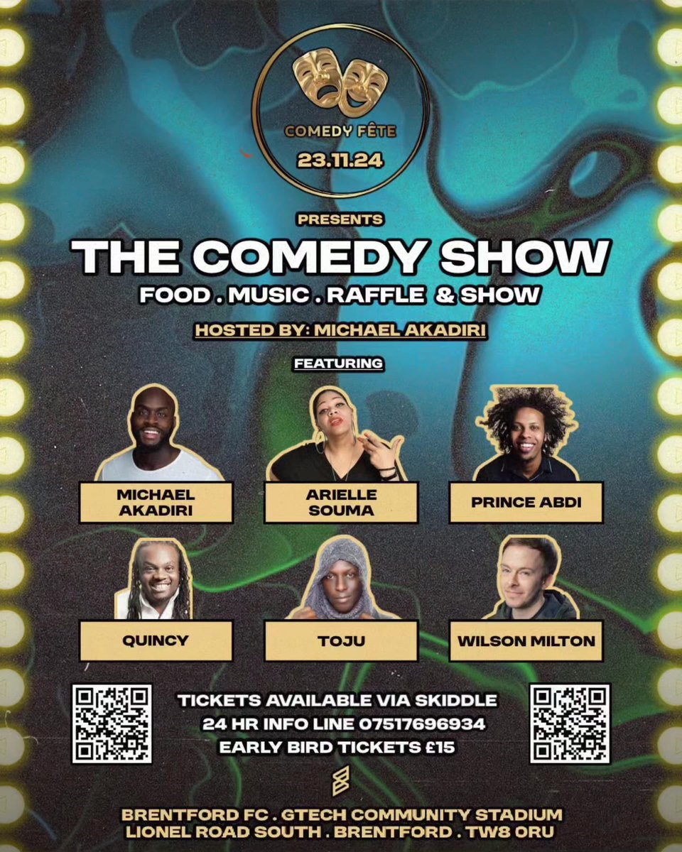 ComedyFete's tweet photo. 🎭 We couldn’t wait to announce this one as We’re back for a special final end of year Comedy Show. This will be taking place at Brentford FC Gtech Community Stadium in the superb surroundings of The Legends lounge! 

Tickets here: https://t.co/N6Ns1yve1g https://t.co/stieEaF6lu