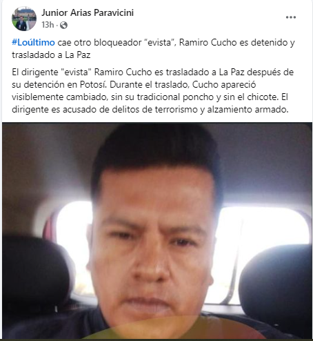 Si el detenido hubiera sido uno de los autores del bloqueo de 39 días del 2019, no estarían hablando de lo que viste sino estarían hablando de derechos constitucionales.
El indio fue visto sin sus plumas, eso es lo que les ofende