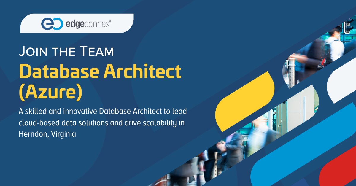 EdgeConneX's tweet image. EdgeConneX is hiring a Database Architect in Herndon, VA! Skilled in Azure, SQL, and cloud migration? Join us to design, optimize, and lead data solutions. Apply today: hubs.la/Q02XDwJq0
#Hiring #DatabaseArchitect