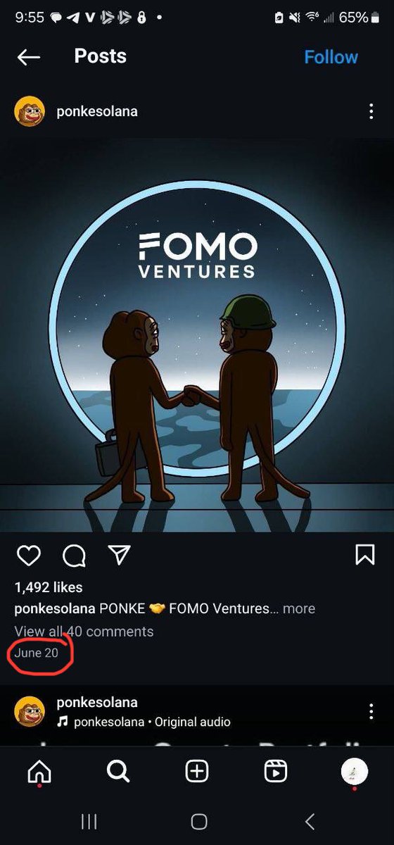 $PONKE on the brink of a major breakout! 

Did you see Ponke's latest story on IG &amp; TikTok? That splash of Binance orange wasn't just for show! 🟨 

The archive date matches up with their Fomo Ventures partnership announcement from June 20. Coincidence?

Fomo Ventures might just