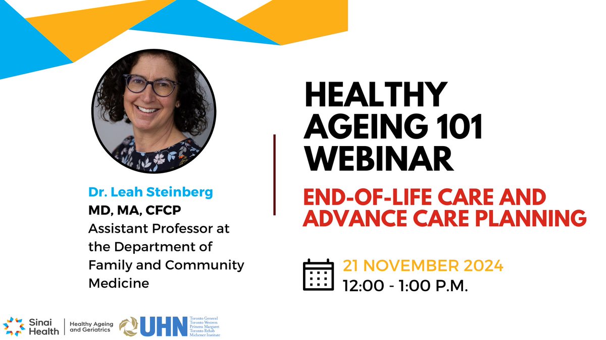 📢 Boost your knowledge of advanced care planning and end-of-life discussions and gain insights on palliative care with Dr. Leah Steinberg on November 21 from 12:00 to 1:00 PM EST.

REGISTER HERE:  sinaihealth.zoom.us/webinar/regist…
