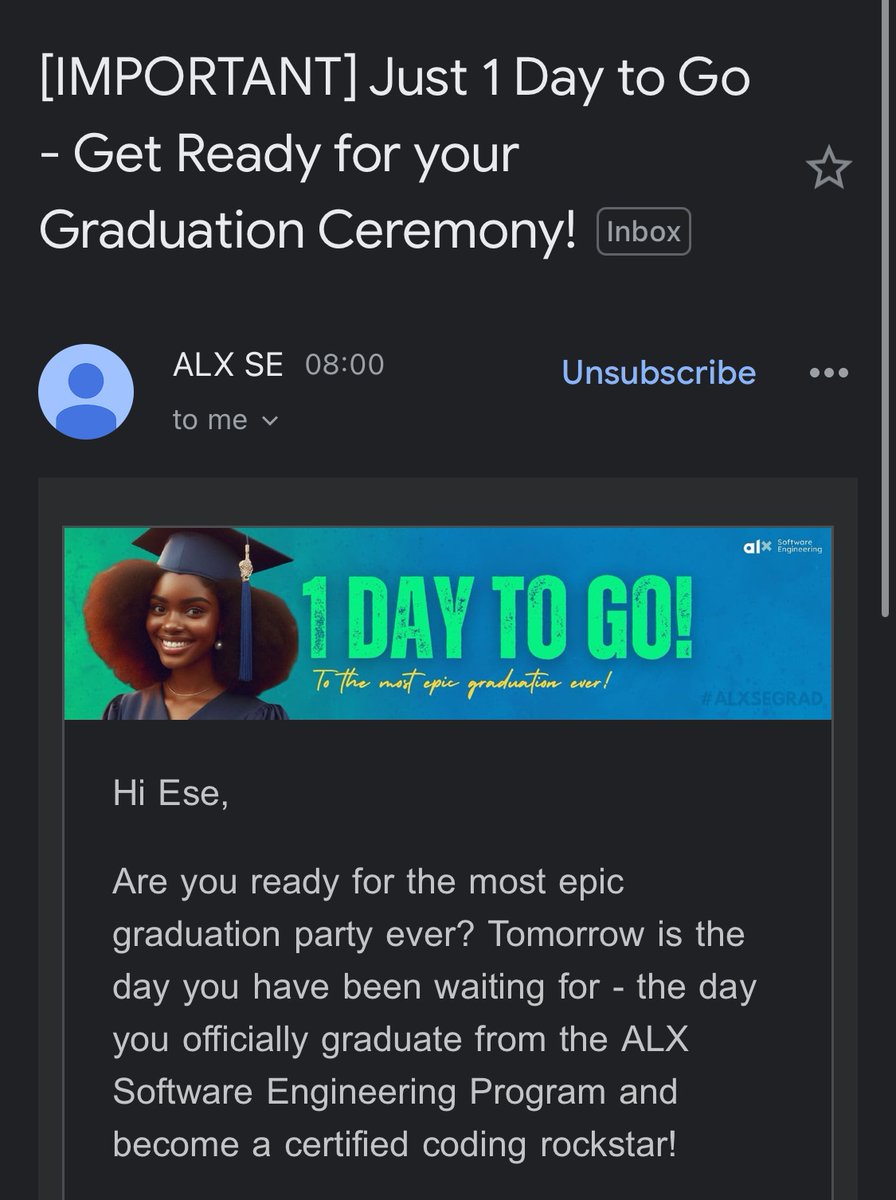 gbenmo_ese's tweet image. Big day tomorrow —— Alx journey, check 🎓🚀