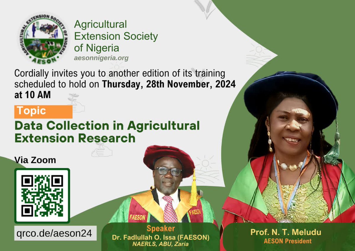 AESANOOU's tweet photo. Topic: AESON TRAINING
Time: Nov 28, 2024 10:00 AM West Central Africa

Join Zoom Meeting
https://t.co/cXKNRxFnas

Meeting ID: 920 9071 1166
Passcode: 869995 https://t.co/HKOsLcsmSy