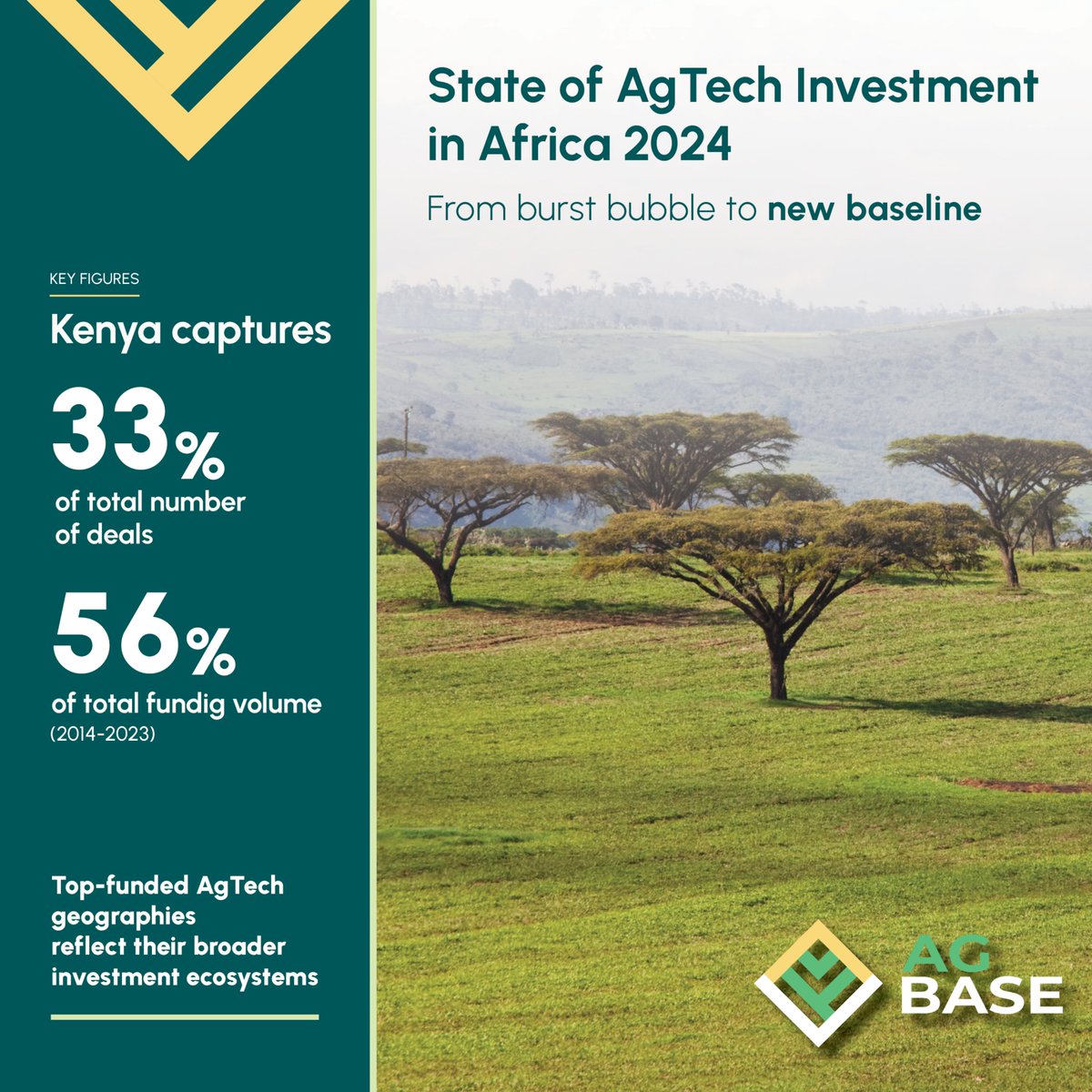 Over the past decade, #Kenya has consistently been the top recipient of #AgTech investments in Africa, leading both in funding volume and the number of deals. But how have the other markets performed over time?

Find out in our investment report for free: agbase.briterbridges.com/state-of-agtec…