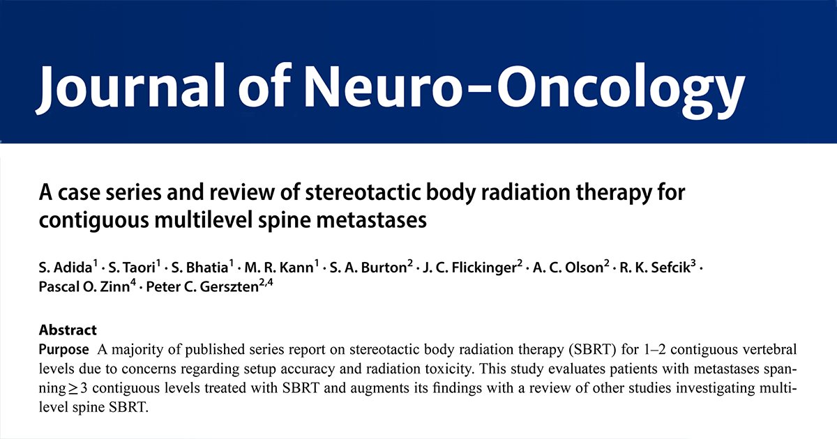 Pitt Neurosurgery (@pittneurosurg) on Twitter photo Spine stereotactic body radiation therapy confers low rates of local failure and toxicity for patients with multilevel disease, which was previously considered a relative contraindication. link.springer.com/article/10.100… <a href="/SamuelAdida/">Samuel Adida</a> <a href="/pascalzinn/">Pascal Zinn, M.D., Ph.D., FAANS</a> <a href="/UPMCPhysicianEd/">UPMC Physician Resources</a> <a href="/SuchetTaori/">Suchet Taori</a> Spine stereotactic body radiation therapy confers low rates of local failure and toxicity for patients with multilevel disease, which was previously considered a relative contraindication. link.springer.com/article/10.100… <a href="/SamuelAdida/">Samuel Adida</a> <a href="/pascalzinn/">Pascal Zinn, M.D., Ph.D., FAANS</a> <a href="/UPMCPhysicianEd/">UPMC Physician Resources</a> <a href="/SuchetTaori/">Suchet Taori</a>