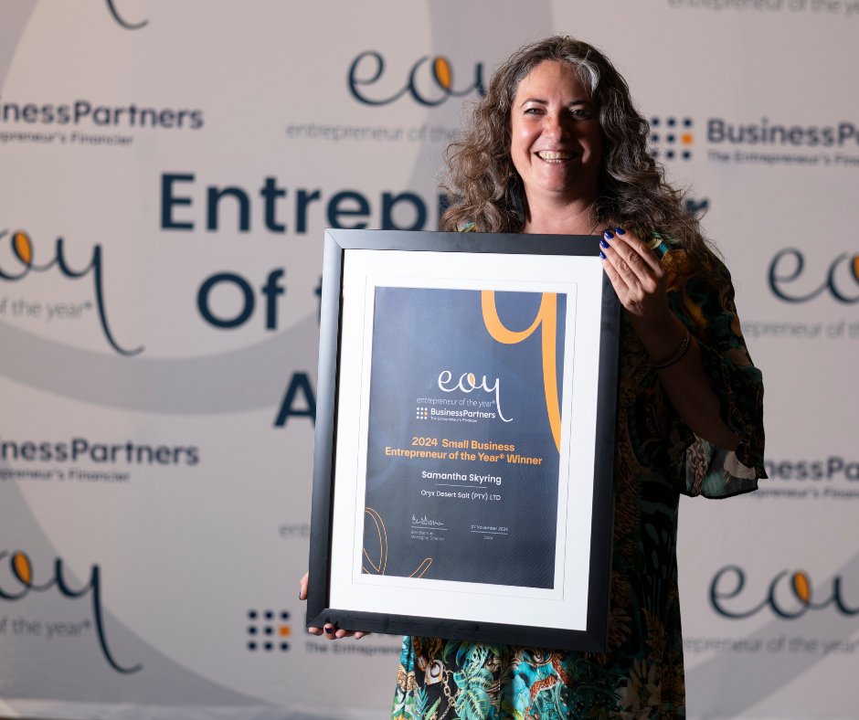 Entrepreneur of the Year® Awards SA (@eoy_sa) on Twitter photo A round of applause to Samantha Skyring, founder of <a href="/oryxdesertsalt/">Samantha Skyring</a>, for taking home the Small Business Entrepreneur of the Year! 🏆 From a bold leap of faith to building a globally recognised brand.
#EOY2024 #SmallBusinessSuccess A round of applause to Samantha Skyring, founder of <a href="/oryxdesertsalt/">Samantha Skyring</a>, for taking home the Small Business Entrepreneur of the Year! 🏆 From a bold leap of faith to building a globally recognised brand.
#EOY2024 #SmallBusinessSuccess