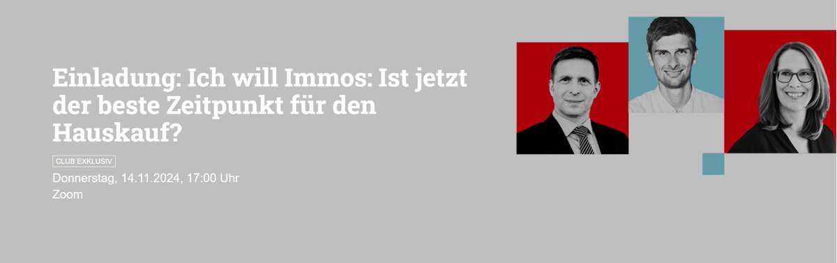 📢<a href="/ProfTobiasJust/">Tobias Just</a> zu Gast bei WiWo Club Talk📢

🏡 In den letzten Jahren mussten viele ihren Traum vom Eigenheim verschieben – steigende Zinsen und hohe Preise machten es schwer. Und heute?

Heute, ab 17:00 Uhr, online

Als Club-Mitglied anmelden:
 bit.ly/4fLTVBt