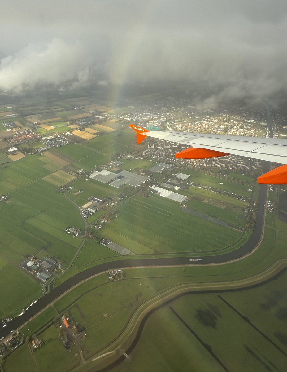 Amazing view of Liverpool this afternoon shortly after takeoff from <a href="/LPL_Airport/">Liverpool John Lennon Airport</a> from onboard an <a href="/easyJet/">easyJet</a> A319 and a nice rainbow on approach to AMS