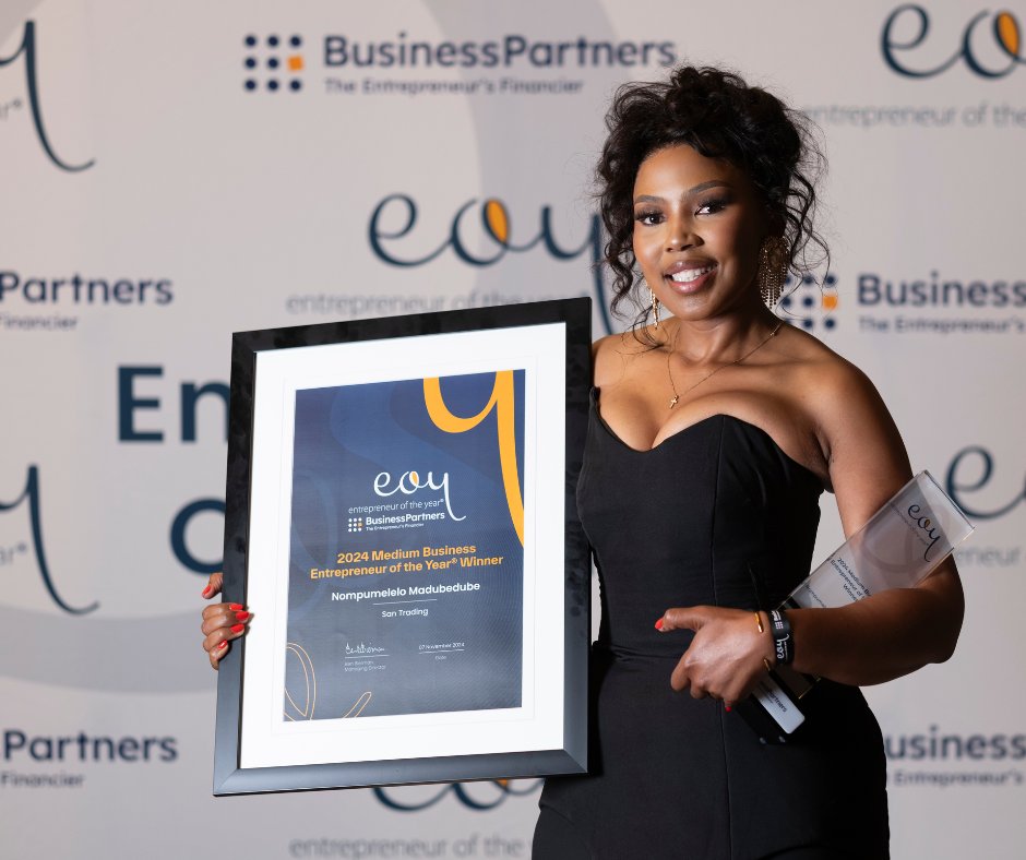 Entrepreneur of the Year® Awards SA (@eoy_sa) on Twitter photo Pop the champagne! 🍾 Nompumelelo Madubedube, Director of <a href="/thesanhair/">Thesanhair</a>, has been awarded South Africa's Medium Business Entrepreneur of the Year® From founding The San Hair to expanding into 15 stores nationwide, she continues to lead the charge in South Africa’s beauty sector. Pop the champagne! 🍾 Nompumelelo Madubedube, Director of <a href="/thesanhair/">Thesanhair</a>, has been awarded South Africa's Medium Business Entrepreneur of the Year® From founding The San Hair to expanding into 15 stores nationwide, she continues to lead the charge in South Africa’s beauty sector.