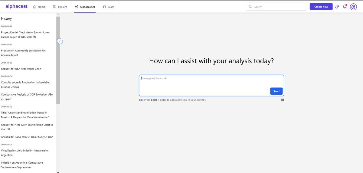 Habemus link de acceso a la AI de Alphacast!

alphacast.io/explore

Disclaimer: Esto puede ser o no ser un clickbait. Quizas si cliqueas en Alphacast AI te manda al formulario de la waiting list, o quizas accedes a la AI de <a href="/Alphacast_/">Alphacast.io</a> . Tenés una sola forma de saberlo