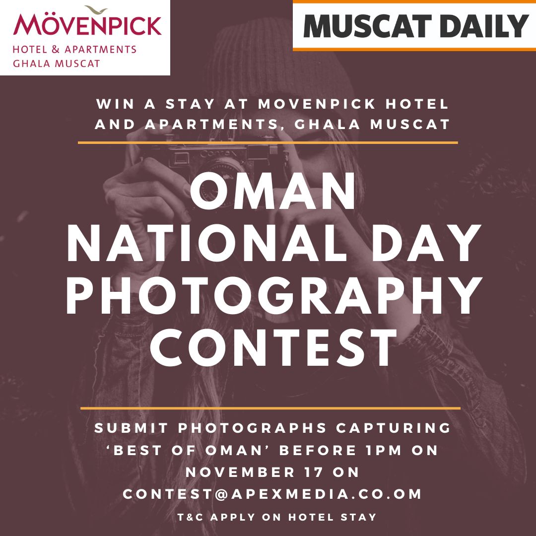 muscat_daily's tweet image. In celebration of #Oman’s 54th #NationalDay, we invite you for 'National Day Photography Contest' powered by #Movenpick Hotel &amp;amp; Apartment, Ghala Muscat.  Don't forget to follow #movenpickghalamuscat &amp;amp;
@Muscat_Daily
for more details. Check out details here buff.ly/4etTqee