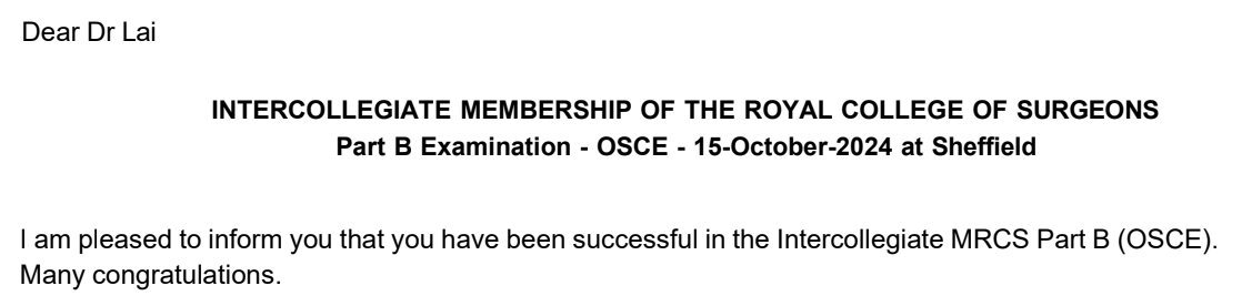 Officially Miss Lai 🥳 So glad to have cleared the MRCS to become a member of <a href="/RCSEd/">The Royal College of Surgeons of Edinburgh</a> !