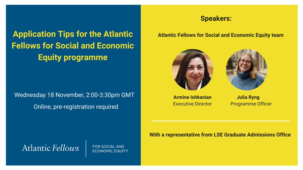 📢Are you planning to apply for the Atlantic Fellows for Social and Economic Equity (AFSEE) programme?   

Join our zoom webinar on Monday 18th for guidance on the application process &amp; tips on how to make your application stand out.

🎟️Register here: bit.ly/48R79uL
