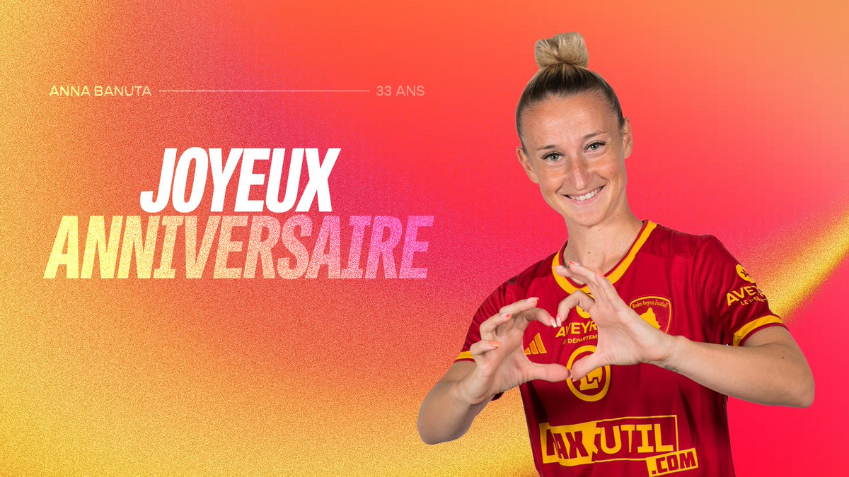 OfficielRAF's tweet photo. Notre attaquante Anna Banuta, fête ses 𝟯𝟯 𝗮𝗻𝘀 ce samedi 🥳🎉

𝗝𝗼𝘆𝗲𝘂𝘅 𝗮𝗻𝗻𝗶𝘃𝗲𝗿𝘀𝗮𝗶𝗿𝗲 𝗔𝗻𝗻𝗮 ❤️💛 https://t.co/OywrU1FYmh