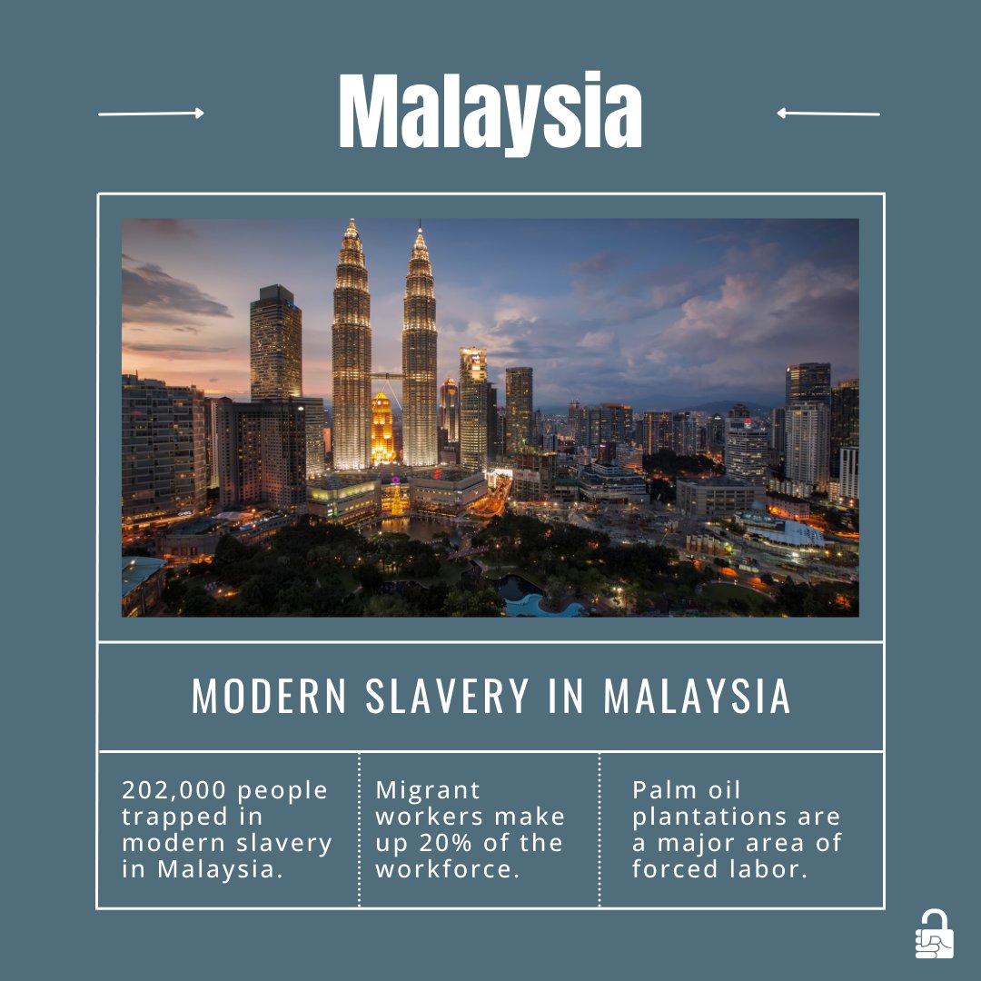 🇲🇾 Modern Slavery in Malaysia

202,000 people are trapped in slavery, including forced labor and trafficking.

🧑‍🏭 Migrant workers face exploitation.
🌴 Palm oil plantations are hotspots for forced labor.
🚸 Women and girls risk sexual trafficking.

Link - freetheslaves.net/wp-content/upl…