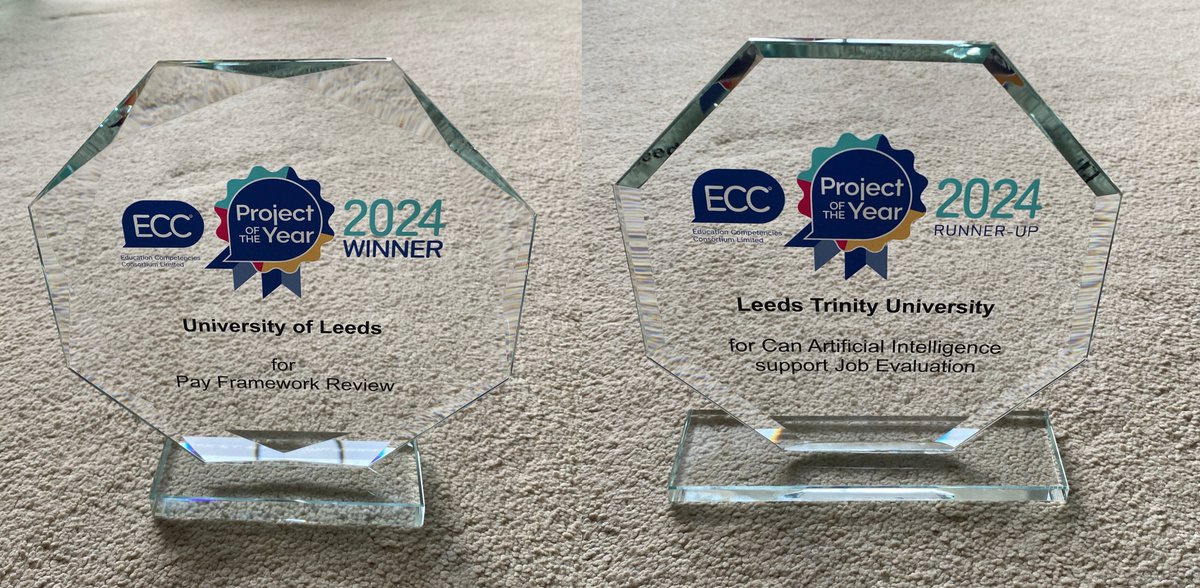 Excited to announce our Project of the Year Awards!

Winner: University of Leeds for a well-resourced and impactful pay framework review project.

Runner-Up: Leeds Trinity University for their innovative project investigating the potential of AI for job evaluation.

 #ecc24conf