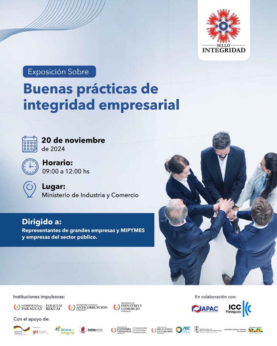 SelloIntegridad's tweet image. ¡Seminario de Buenas Prácticas de Integridad Empresarial! 

Descubre cómo impulsar la integridad en tu empresa con herramientas y estrategias de organizaciones líderes como SENAC, GIZ, APAC Hub